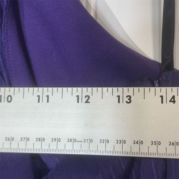 IZ Byer California Ruffle Halter Top M Purple Sheer Y2K Party Tie Neck Blouse - Picture 5 of 8